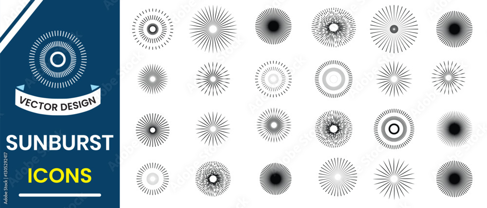 Poster sunburst element, rays, beam set. sunburst icon collection. abstract sunburst vector illustration. r