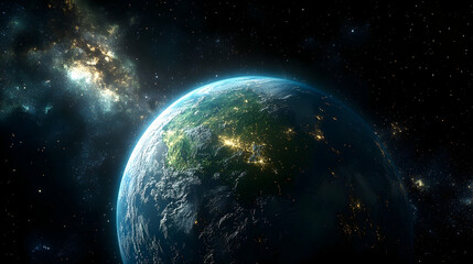 Obraz premium Earth from Space, Nebula Background