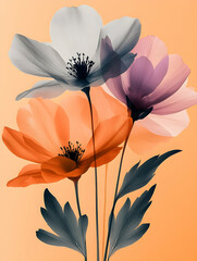 Fototapeta premium Delicate Floral Arrangement Against Peach Background