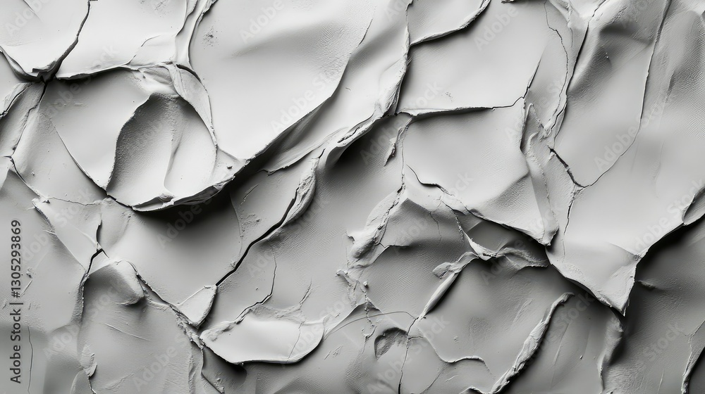 Poster abstract textured surface of cracked gray material with interesting depth variation and natural ligh