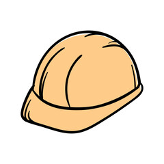 Construction helmet. Simple vector illustration of icon, sticker, print. Hand-drawn image isolated on white background