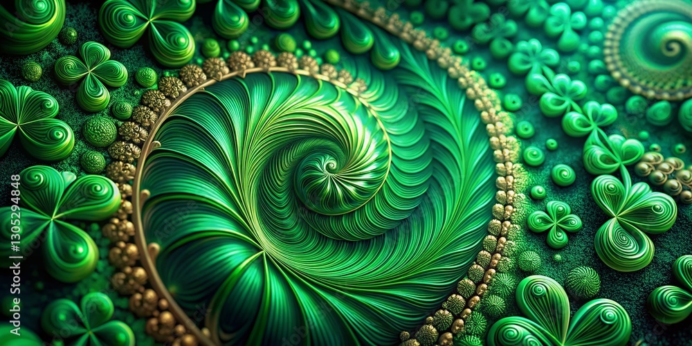 Poster elegant st. patrick's day spiral macro background - emerald green repeating pattern