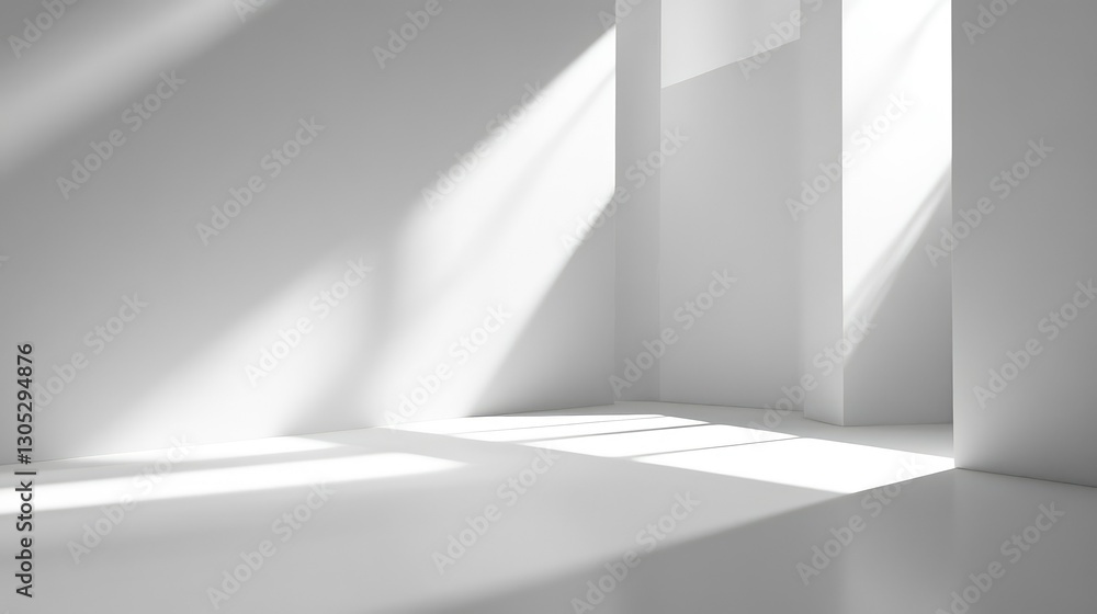 Poster bright and minimalist interior space with soft light and gradual shadows creating a serene and invit