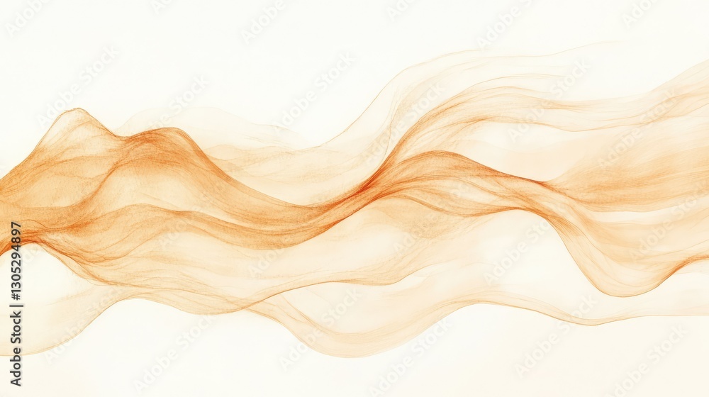 Poster abstract flowing lines in warm orange tones creating a soothing background with soft curves and eleg