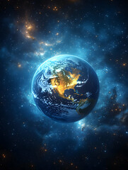 Obraz premium Earth in Cosmic Nebula (5)