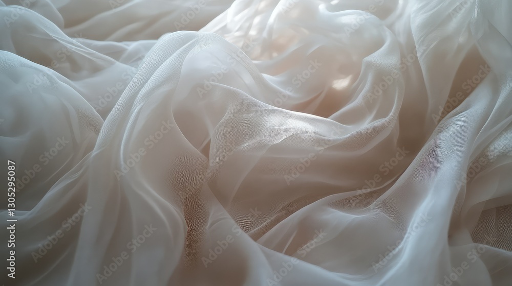 Aufkleber soft light filtering through delicate sheer fabric in elegant drapery, creating a gentle and serene 