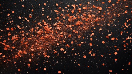 Vibrant Particles of Red Dust and Powder Against a Dark Background Creating a Dynamic and Abstract Visual Texture for Creative Projects and Art Uses