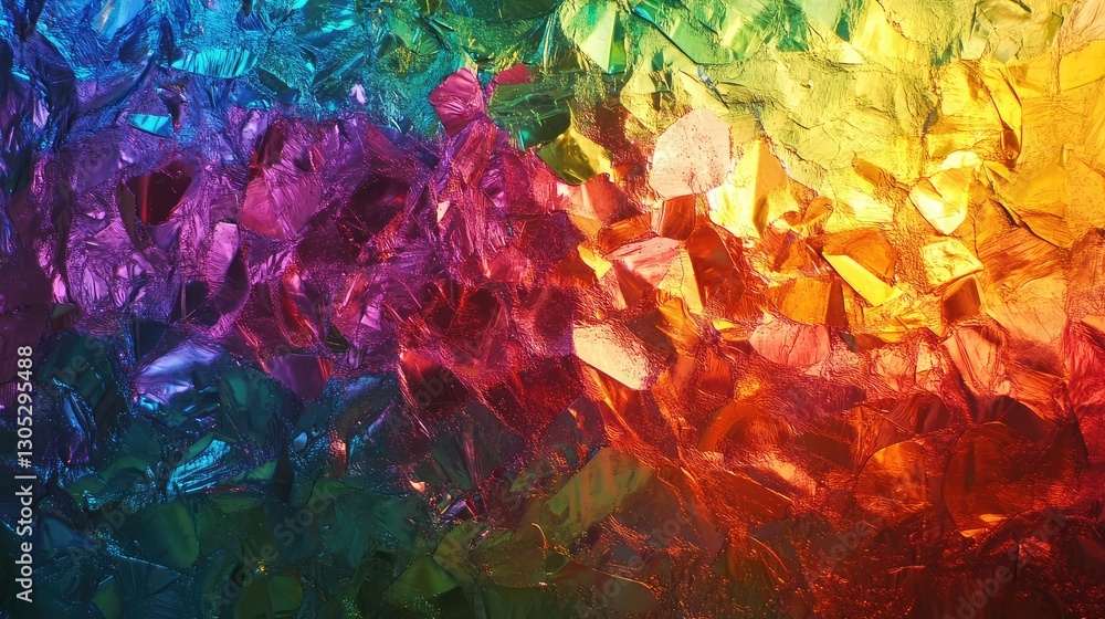 Poster vibrant swirls of colorful reflections on crinkled foil surface creating a stunning abstract artwork