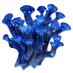 Stunning blue coral formation emitting bioluminescent glow in an underwater environment