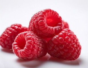 Fotografía profesional, de unas frambuesas, Fondo blanco, grados realista, 4k
