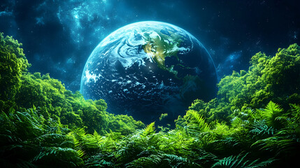 Fototapeta premium Earth Above Lush Night Forest