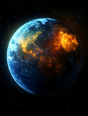 Fototapeta premium Earth with Fiery North America