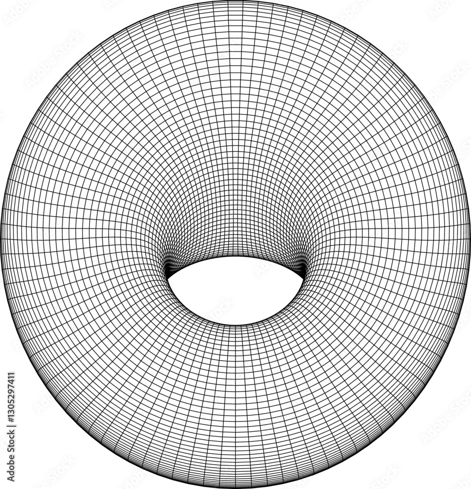 Aufkleber wireframe 3d model of a torus with a detailed grid pattern, showcasing geometric precision. ideal fo