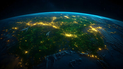 Obraz premium Earth at night, European cities glowing