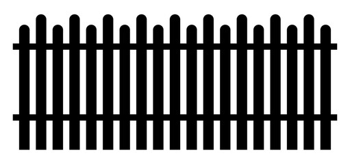 Black fence silhouette isolated on white background
