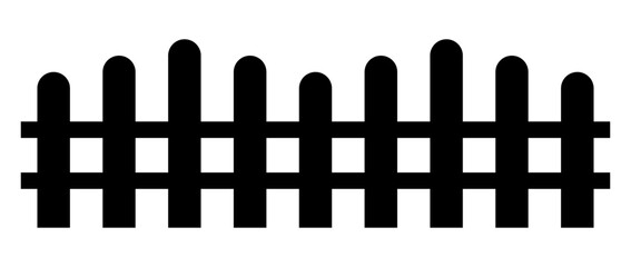 Black fence silhouette isolated on white background