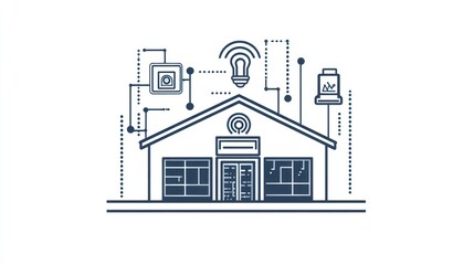 Smart home technology illustration, modern design, conceptual graphic, potential stock photo