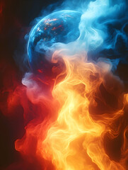 Fototapeta premium Earth enveloped in fire and ice