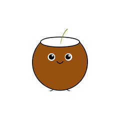 Cute coconut cartoon vector