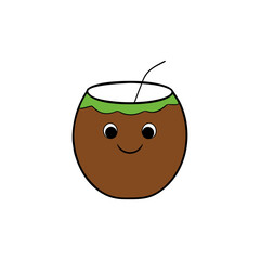 Naklejka premium Cute coconut cartoon vector