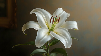 Elegant white lily in a studio setting
