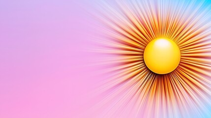 Obraz premium Abstract Sunburst Illustration Vibrant Yellow Orb on Pink and Blue Gradient