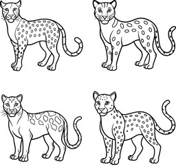 Fototapeta premium Cat Outline Illustration Set Cute Feline Line Art Collection 