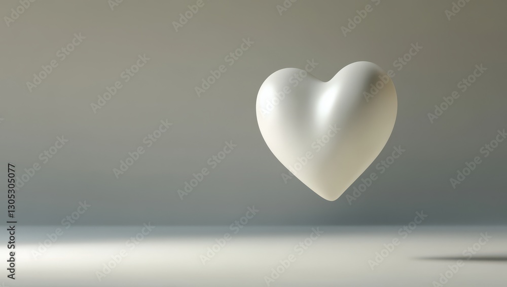 Aufkleber elegant white heart floating above a soft gradient background in a calm and serene atmosphere, ideal