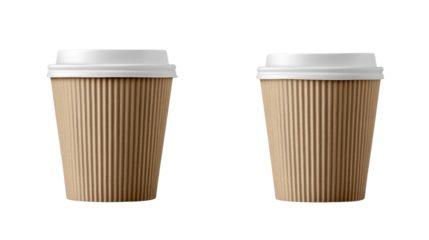 Stylish Brown Paper Coffee cup With White liquid isolated on white background