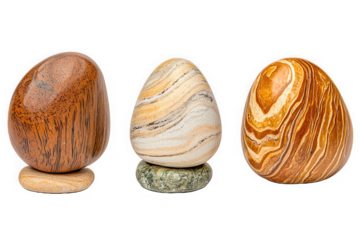 Three distinct types of colorful marbles showcasing unique patterns and textures on a soft, neutral background