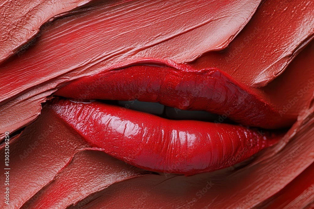 Aufkleber bold red lips accented by smooth red paint creating a striking visual effect in a close-up fashion a