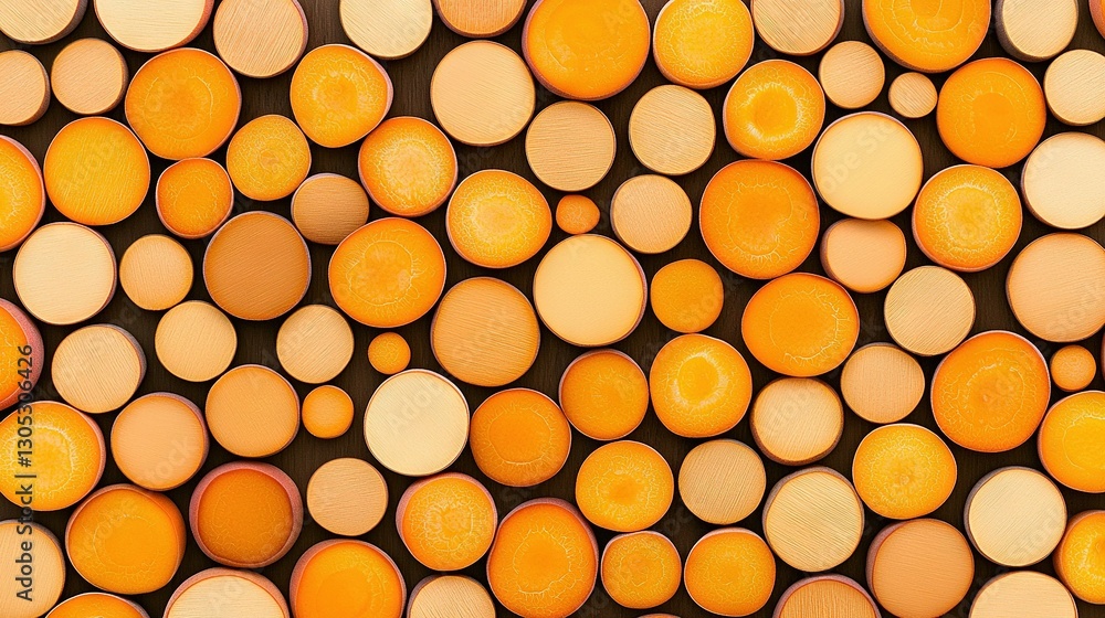Poster a close-up image of a pile of oranges arranged on a black background