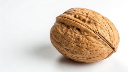Single Walnut on White Background