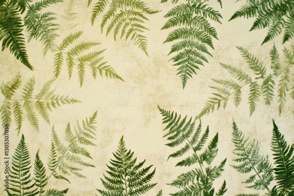 Poster green ferns create a tranquil and natural atmosphere on a textured background in a contemporary sett