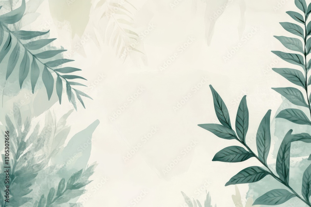 Aufkleber lush green leaves frame a serene background in a botanical design ideal for creative projects