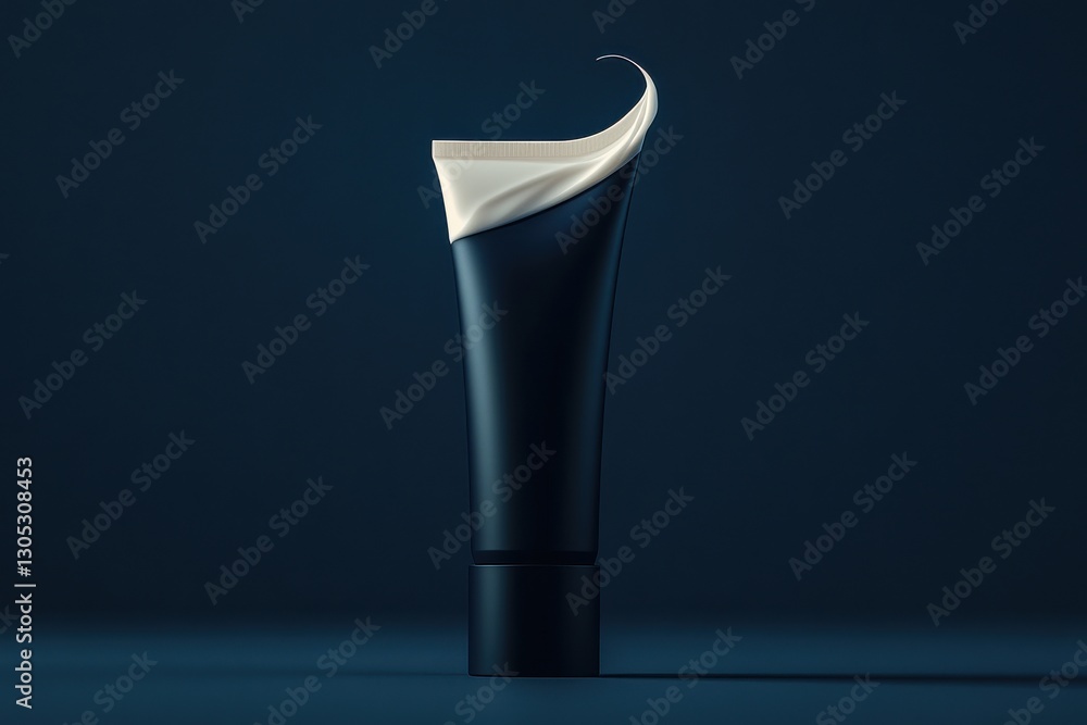 Aufkleber elegant black tube with creamy white cap displaying product in minimalistic setting