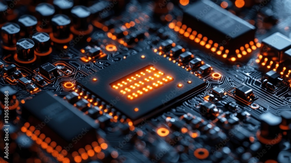 Aufkleber illuminated circuit board: a close-up view of technology's intricate design