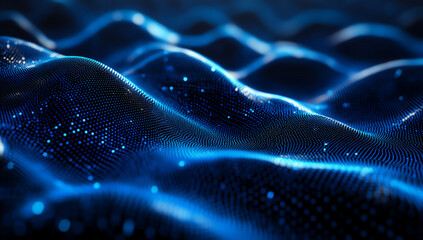abstract blue glowing dots background with futuristic technology and digit