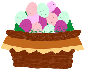 Easter Basket with Colorful Eggs and Flowers sticker
