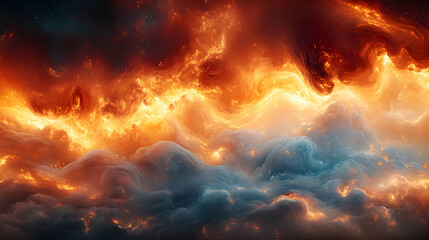 Fototapeta premium Fiery cosmic clouds swirl in the void