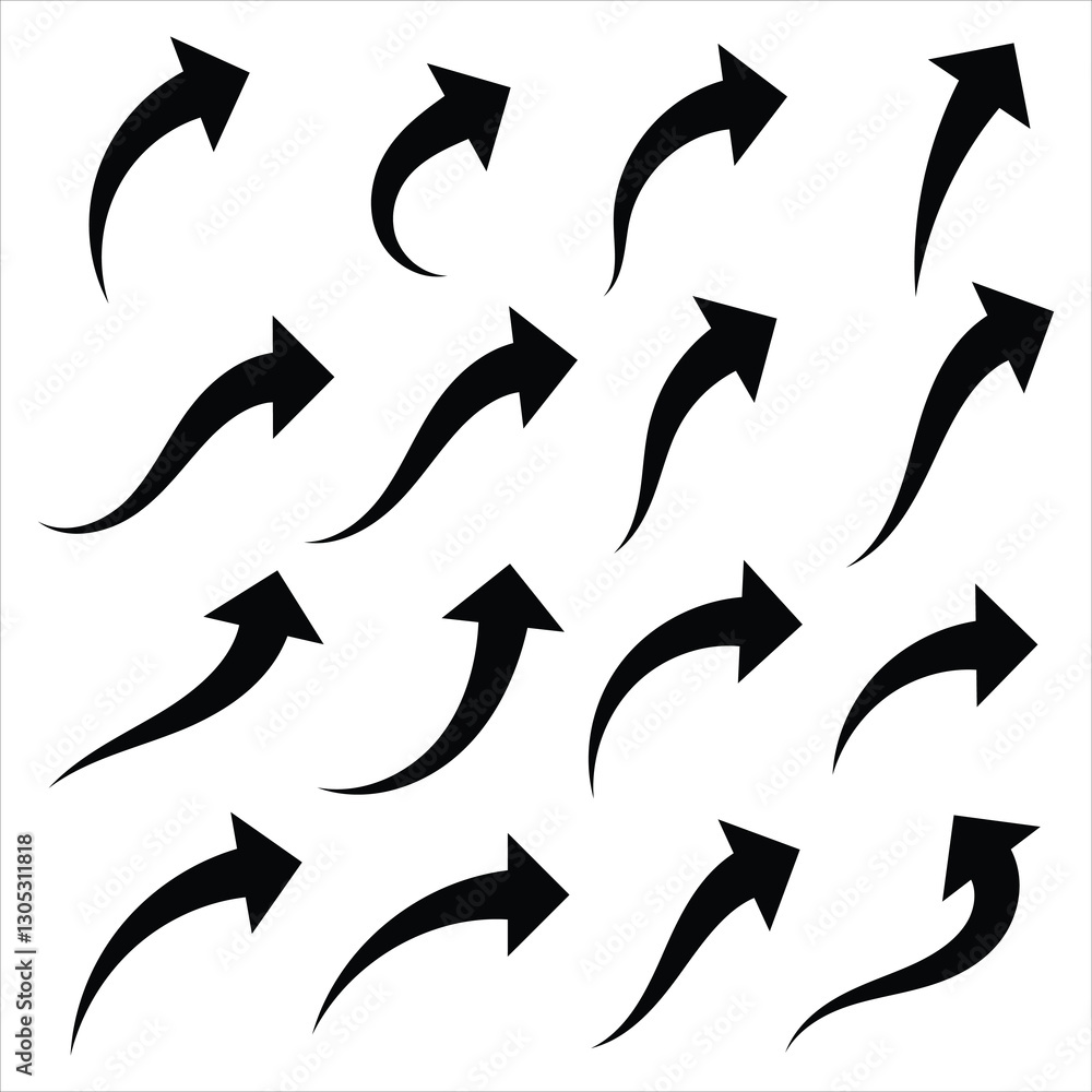 Poster arrow curved vector. curved arrows set with directional icons. black arrows icon vector set. curved 