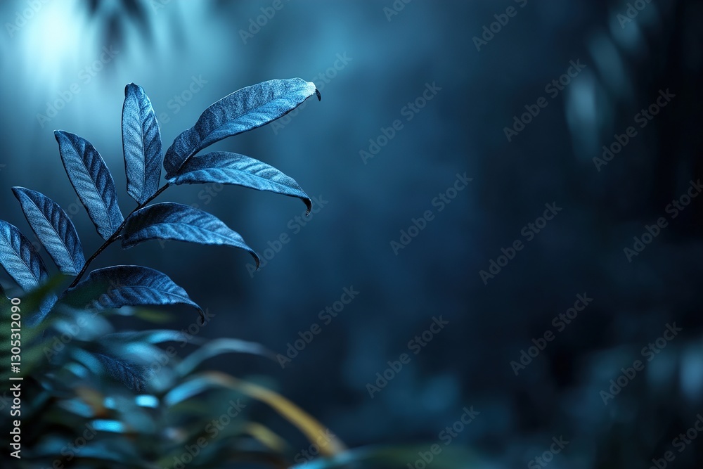 Aufkleber dive into a dreamy, high-end botanical world where a dense black jungle glows with a soft, pulsating
