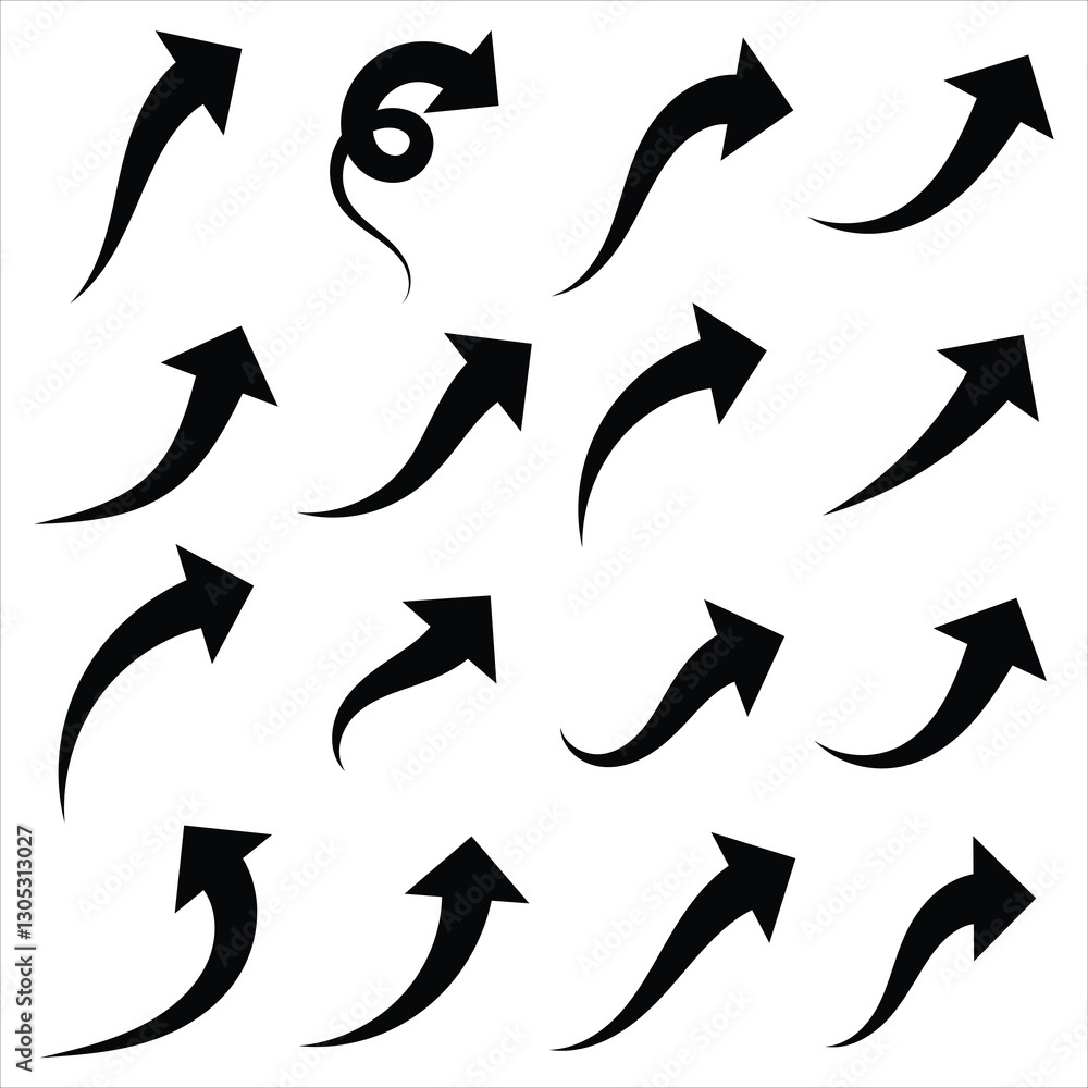 Poster arrow curved vector. curved arrows set with directional icons. black arrows icon vector set. curved 