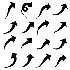 Arrow curved vector. Curved arrows set with directional icons. Black arrows icon vector set. Curved arrow isolated.