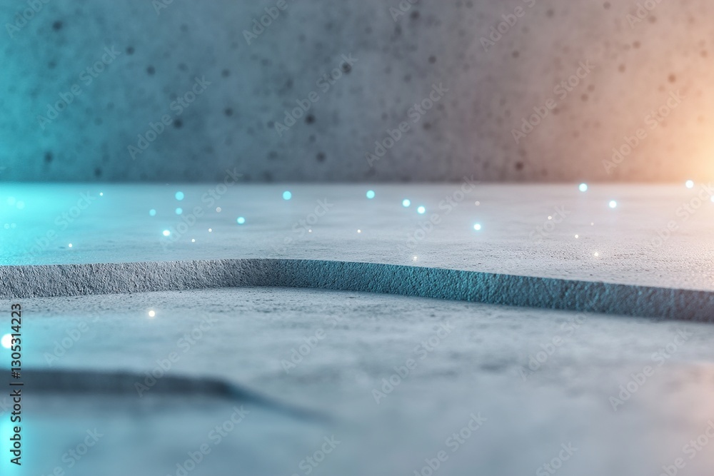 Aufkleber this environment features a sleek concrete surface illuminated by glowing holographic ribbons. soft-