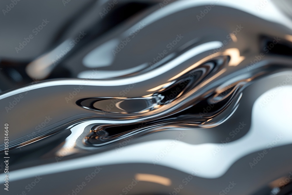 Poster this background features a striking liquid chrome effect with soft pastel gradients and flowing text