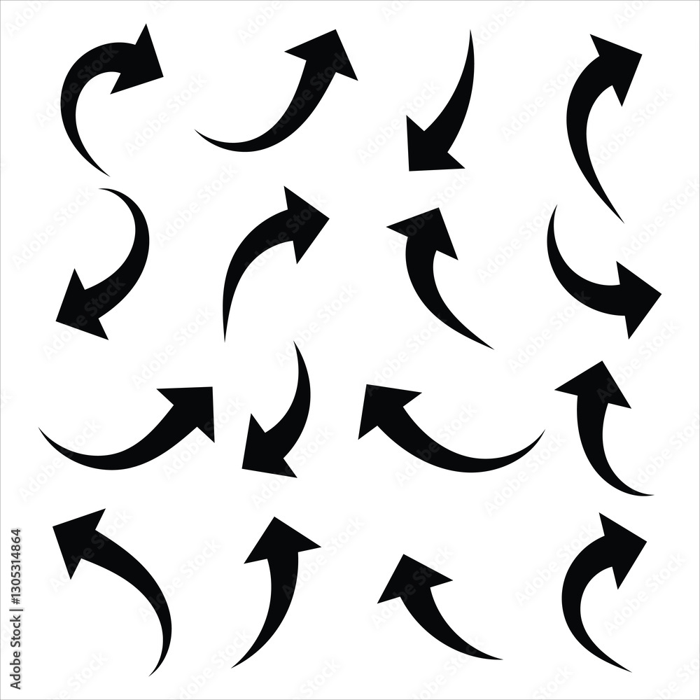 Poster curved arrow icon vector. arrow pointer icon sign symbol in trendy flat style. doodle arrow, black l