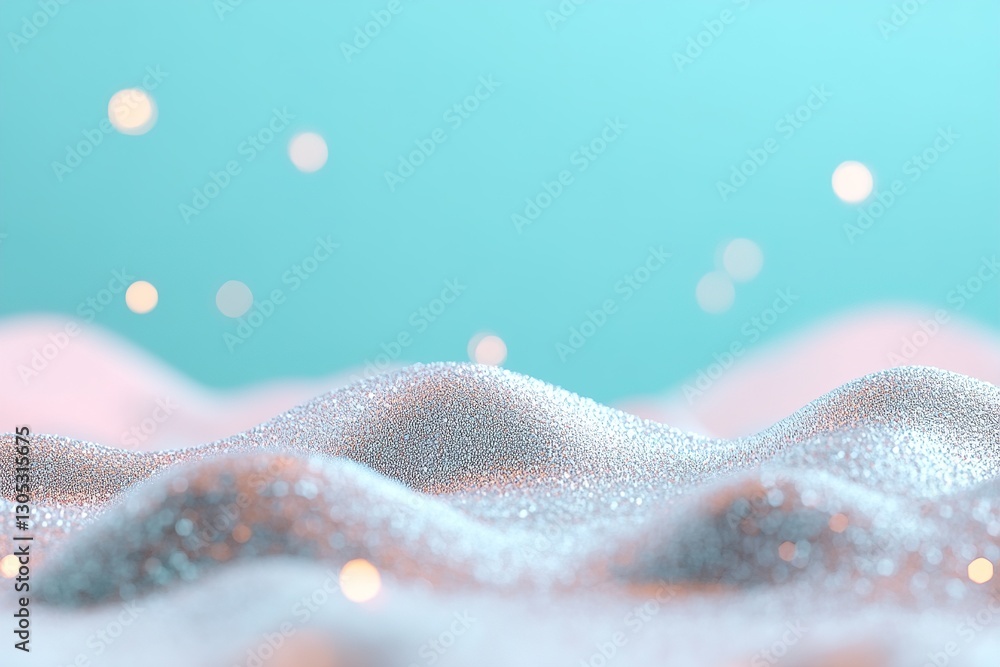 Poster pastel teal blends into soft baby blue creating a dreamy backdrop filled with luminous particles. th