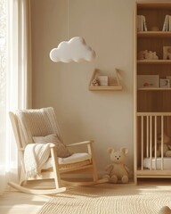 Cozy baby nursery showcasing natural wood furniture and a tranquil atmosphere for restful moments