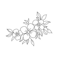 Delicate Floral Corner Decor Outline for Design Projects